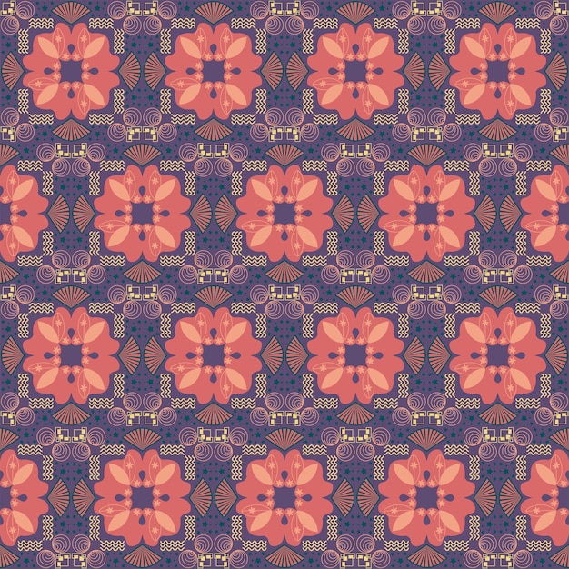 Seamless Background Retro Garden Nature Aboriginal Floral Damask Traditional Pattern Art