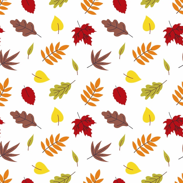 Seamless background with fall leaves. Wallpaper for sewing clothes, printing on fabric and packaging paper. Autumn leaf fall.