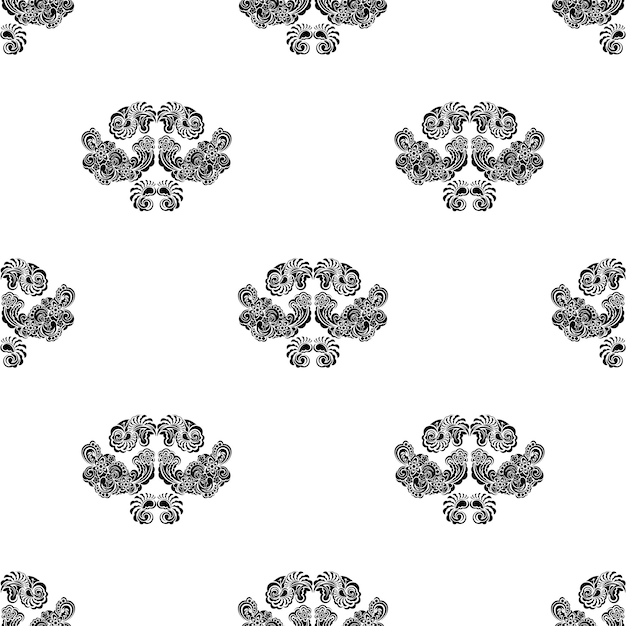 Seamless black and white pattern with monograms in the Baroque style Good for backgrounds prints apparel and textiles Vector