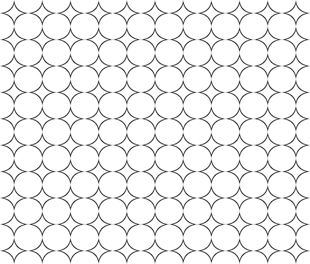 Seamless Black Outline star and circle grid Metal Mesh Pattern Vector Design Background