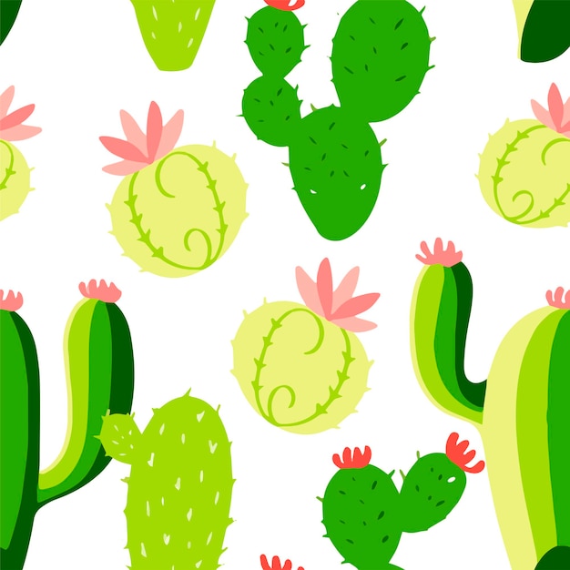 Seamless cactus pattern . Hand drawn illustration. Elements for greeting card, poster, banners. T-shirt, notebook and sticker design