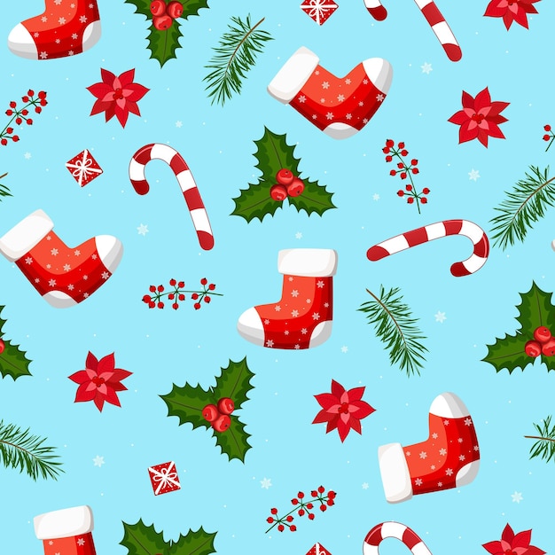 Seamless Christmas and New Year pattern with candy cane for your decoration