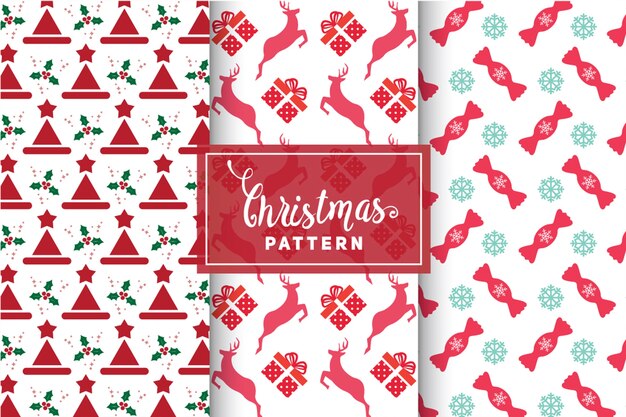 Seamless Christmas Patterns. Simple, Minimalist Designs. EPS 10, Vector Objects.