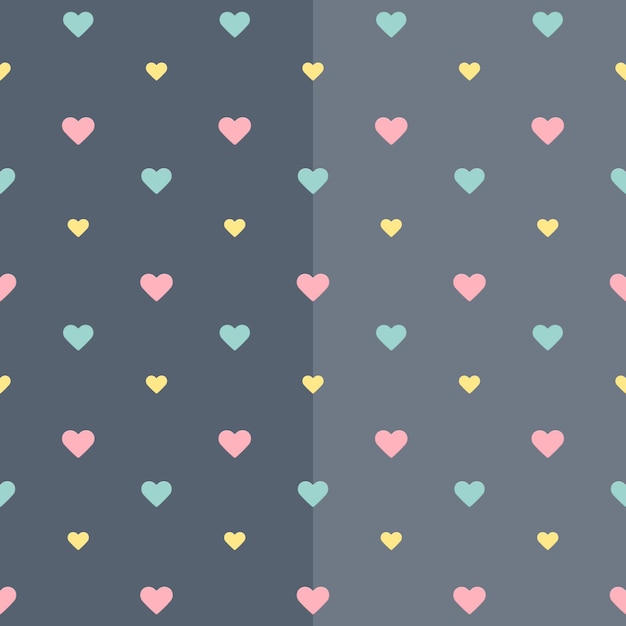 Seamless colorful heart blue pattern. Vector illustration