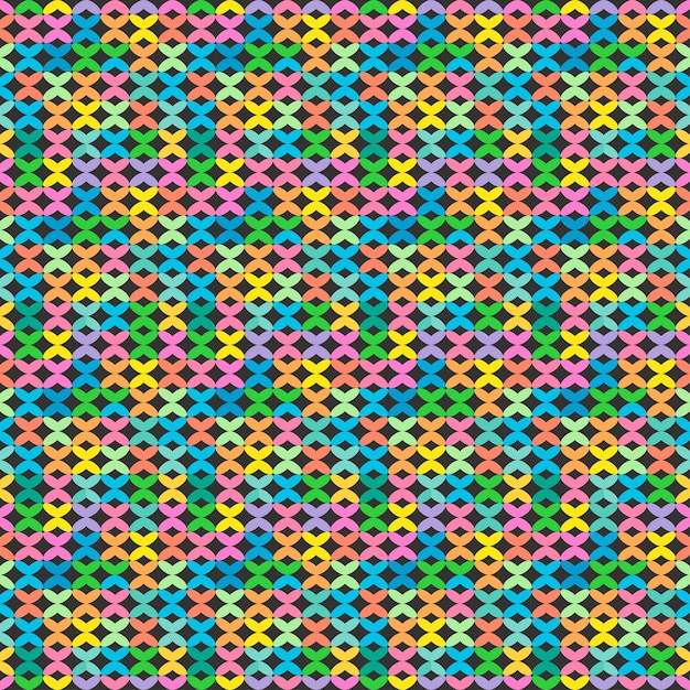 Seamless cross shapes pattern Vector Abstract colorful simple geometric knitted background