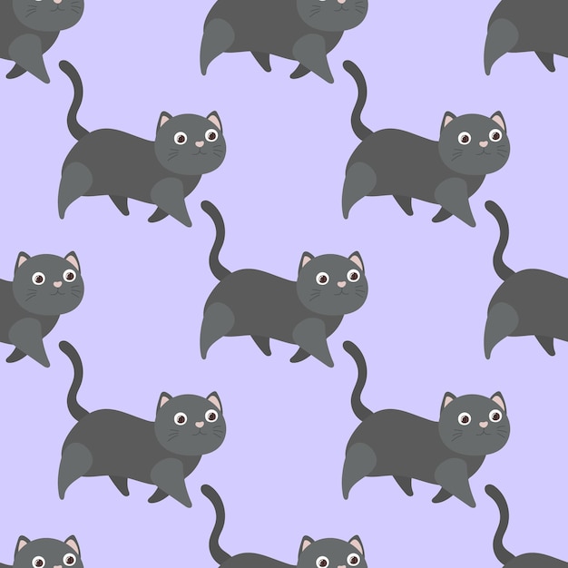 seamless cute cat cartoon pattern