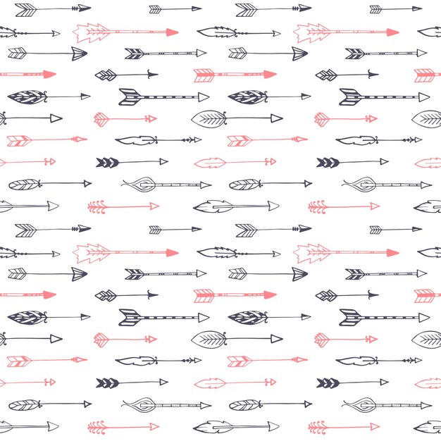 Seamless ethnic pattern with arrows Hand drawn set