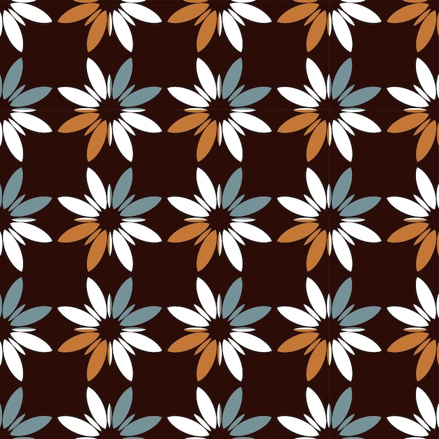 seamless floral pattern composed of daisy like flowers with white brown and muted blue petals