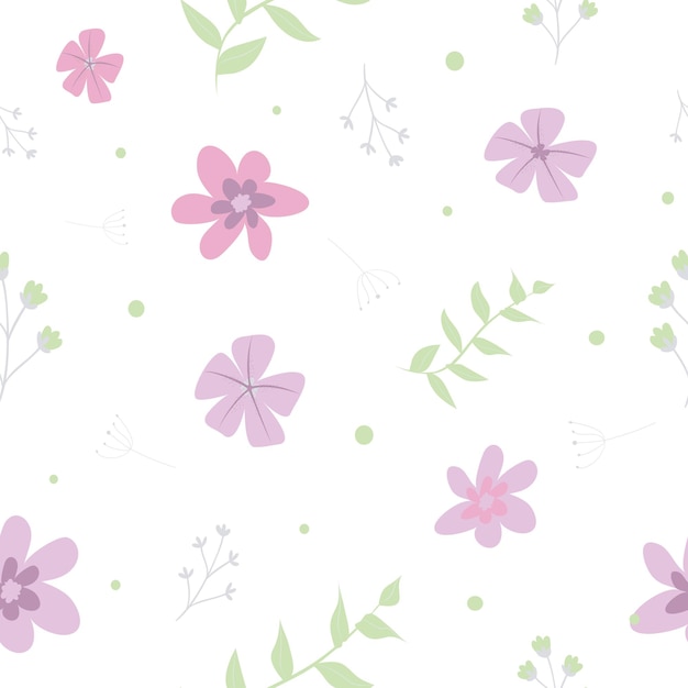 Seamless flower and leaf pattern Abstract design with handdrawn lines Modern art