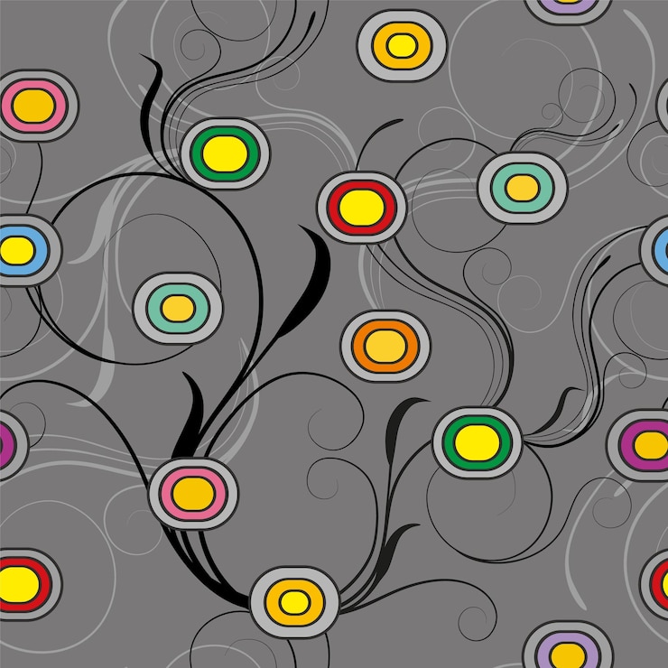 Vektör seamless geomatric pattern and flower sun star circle bubbles pattern