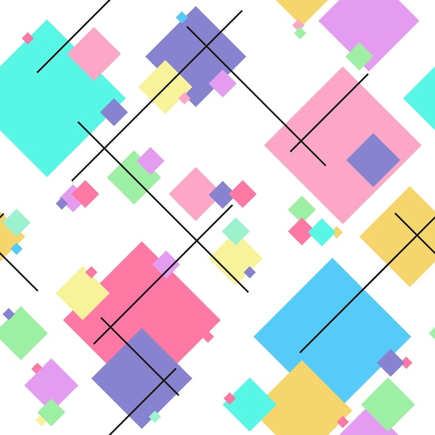Seamless geometric pattern with squares and lines for textures textiles and simple backgrounds