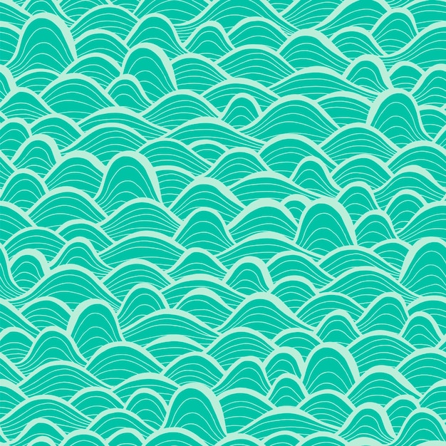 Seamless hand drawn pattern with waves