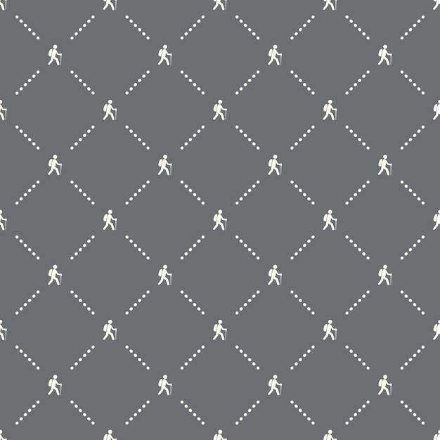 Seamless hiking pattern on a dark background hiking icon creative design
