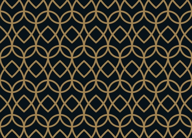seamless linear pattern with crossing curved lines with gold colo