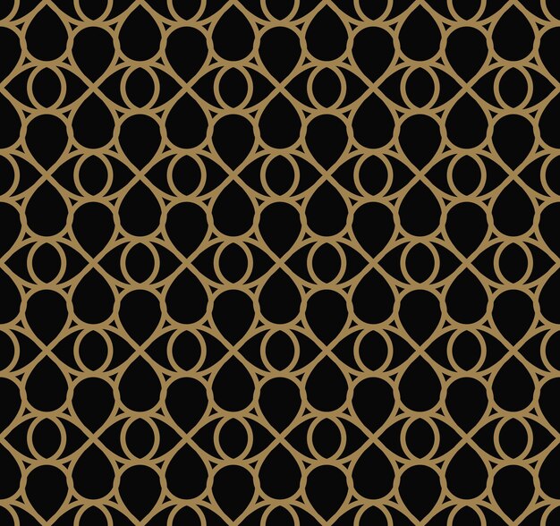 Seamless linear pattern with crossing curved lines with gold colo