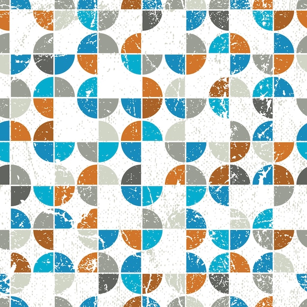 Seamless mosaic tiles pattern in retro style contain seamless grunge textures
