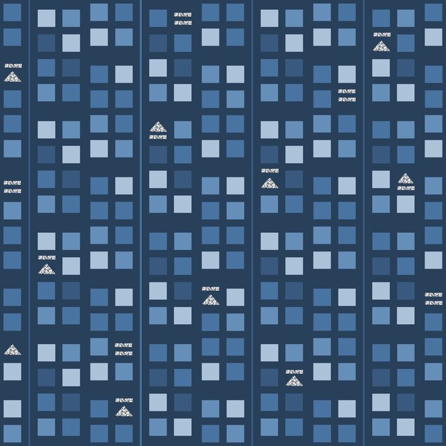 seamless music audio with silver glitter symbol pattern on blue background