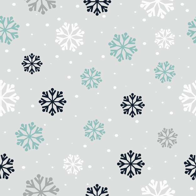 Seamless New Year's Christmas pattern with colored snowflakes Vector illustration