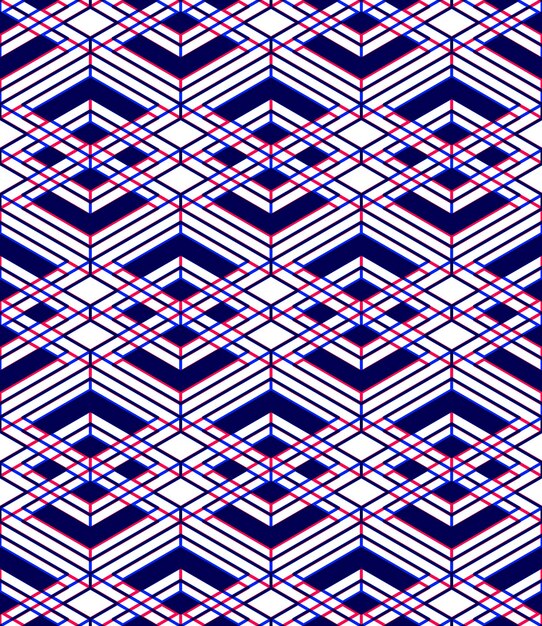 Seamless optical ornamental pattern with three-dimensional geometric figures. Intertwine colored EPS10 composition.