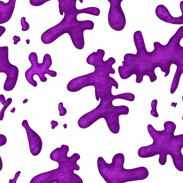 Seamless Pattern Abstract Amorphous Purple Blots on white Background Modern Pattern