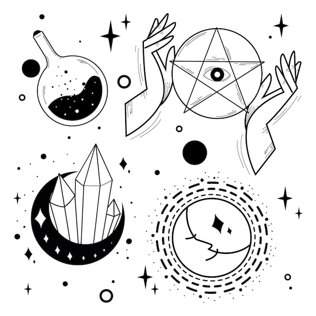 seamless pattern background with esoterism icons vector