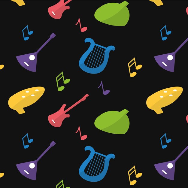 seamless pattern background with musical instruments vector