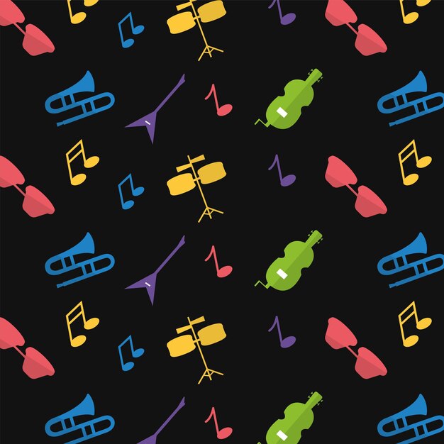 seamless pattern background with musical instruments vector
