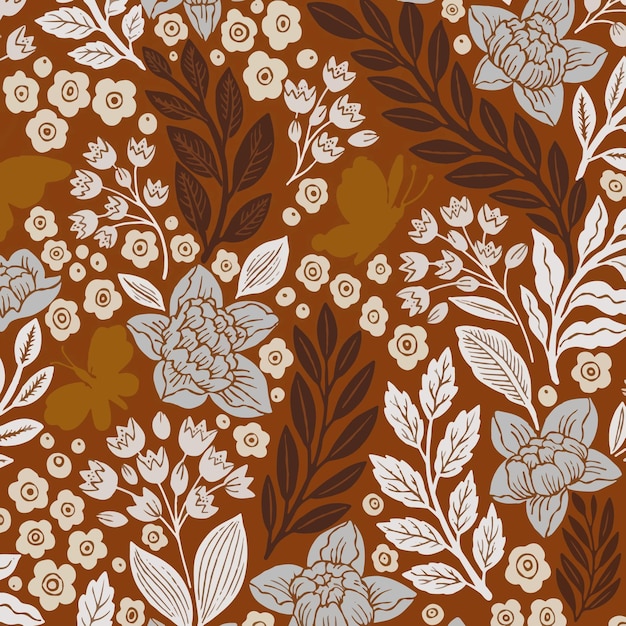seamless pattern floral flower blossom leaves illustration doodle animal nature for wallpaper postcard greeting cards wedding invite gift paper