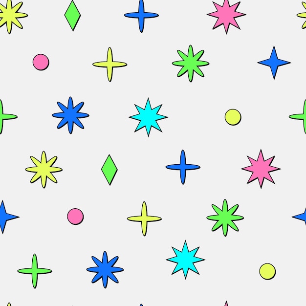 seamless pattern neobrutalism style hand drawn vector illustrations