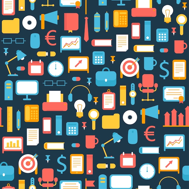 seamless pattern of business marketing and office design elements