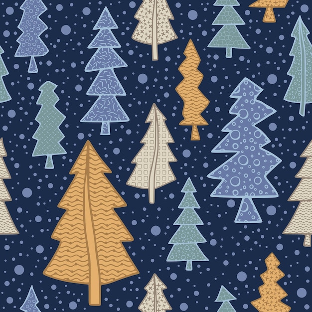 Seamless pattern of Christmas trees background on a winter theme