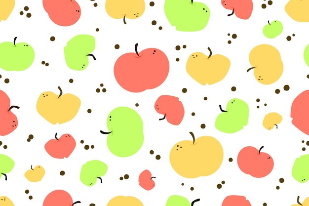 Seamless pattern of colorful apple fruits