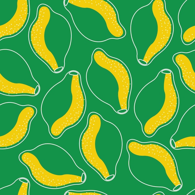 seamless pattern of contoured yellow lemons on a green background fruit background vector illustration
