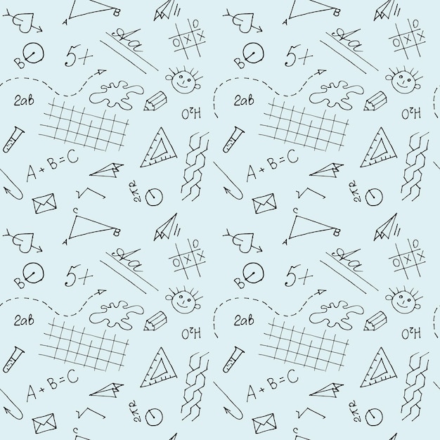 seamless pattern of graphic elements on a school theme