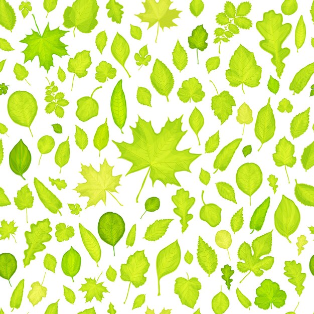 Seamless pattern of green leaves background
