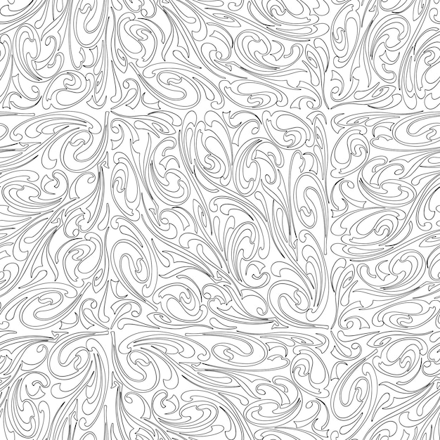 Seamless pattern of outlines various abstract curves