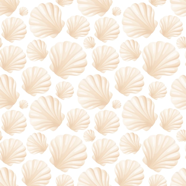 seamless pattern of realistic bivalve pearl shells. cartoon