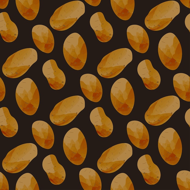 seamless pattern potatoes vector illustration isolated on black background