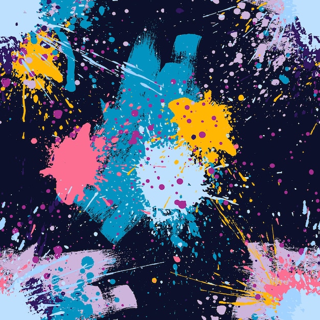 Seamless pattern Spray paint Vector color splash Grunge ink texture Spray spatter blot