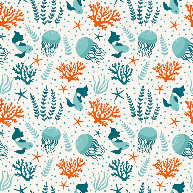 seamless pattern underwater world vector illustration