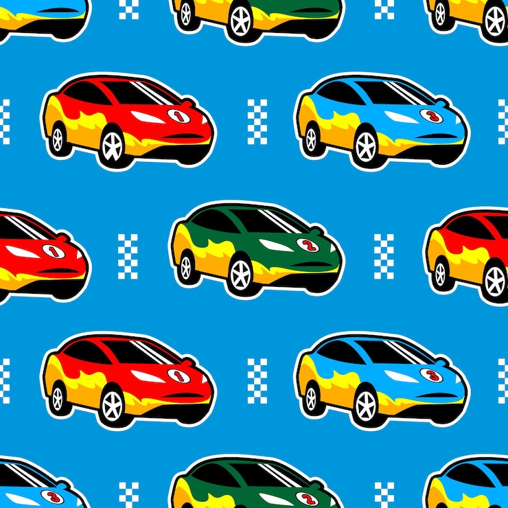 Vektör seamless pattern vector racing cartoon cute car