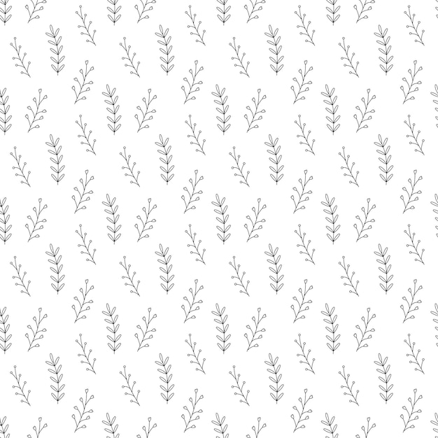 Seamless pattern with 3 branch abstract Cartoon black and white vector illustration