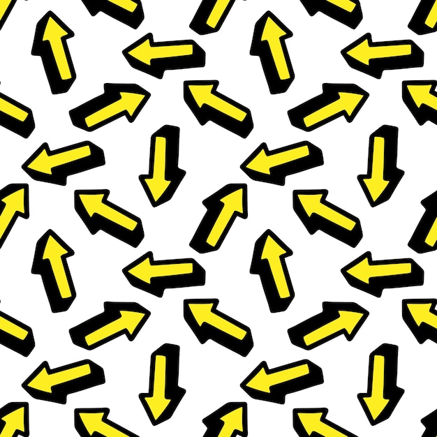 Seamless pattern with a yellow arrow Vector illustration