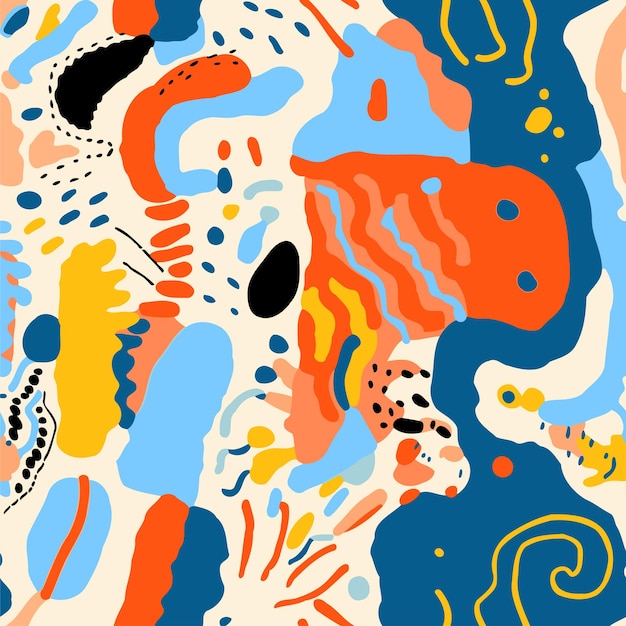 seamless pattern with abstract hand drawn doodle shapes vector illustration