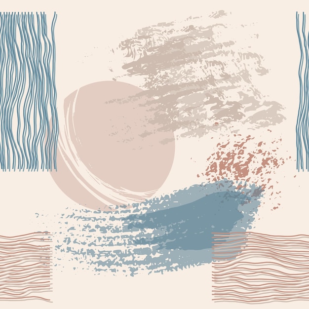 Seamless pattern with abstract shapes textures spots and splashes