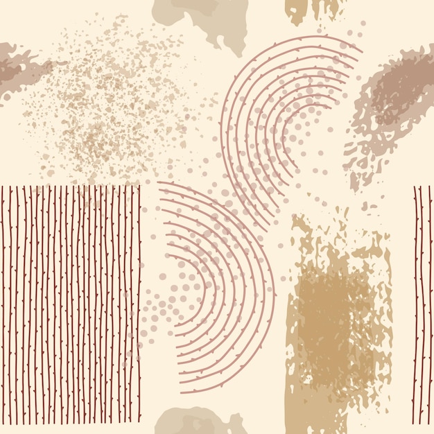 Seamless pattern with abstract shapes textures spots and splashes