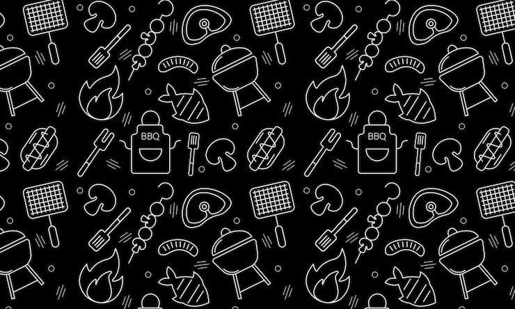 Vektor seamless pattern with bbq icons set vector illustration with summer barbecue elements collection