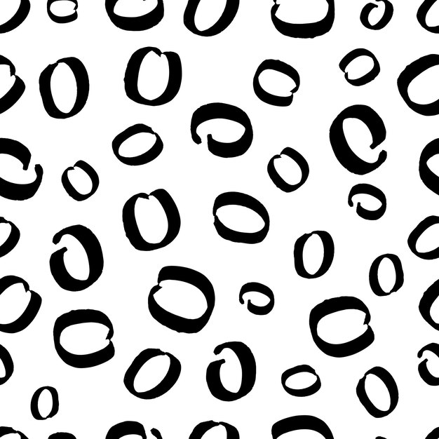 Seamless pattern with black sketch hand drawn brush scribble circles shape on white background Abstract grunge texture Vector illustration