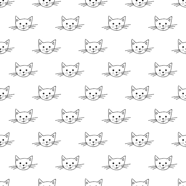 Seamless pattern with cat muzzle doodle for decorative print wrapping paper greeting cards wallpaper and fabric