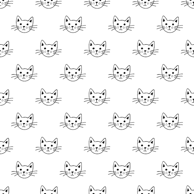 Seamless pattern with cat muzzle doodle for decorative print wrapping paper greeting cards wallpaper and fabric